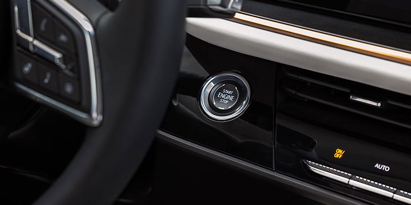 Start engine and steering wheel close-up of Buick Envision