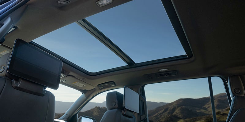 Panoramic sunroof view inside the 2024 GMC Yukon
