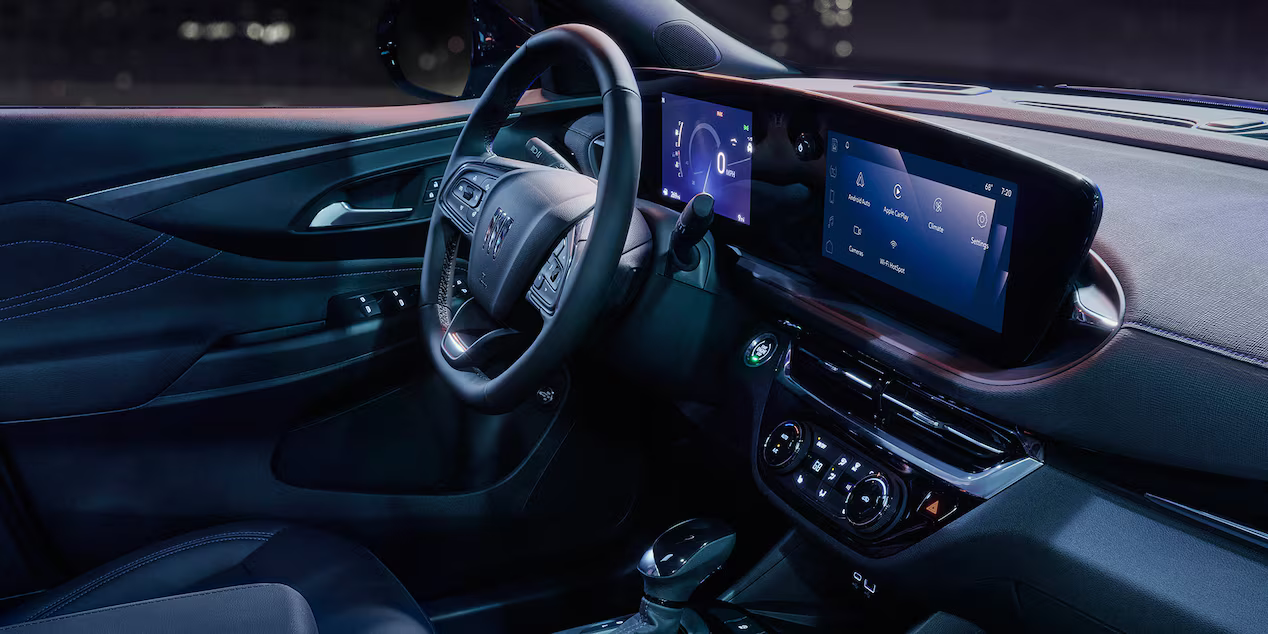 Interior of Buick Envista with digital display and controls.