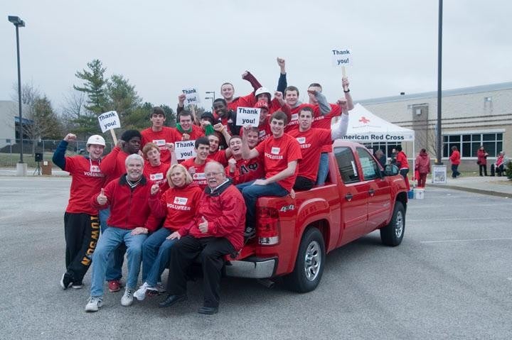 People donating blood